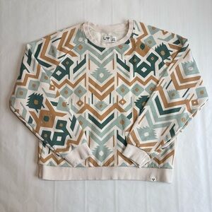 LIV Outdoors Women's Gabriella Tribal Raglan Crew Sweatshirt *Small Medium* Tan